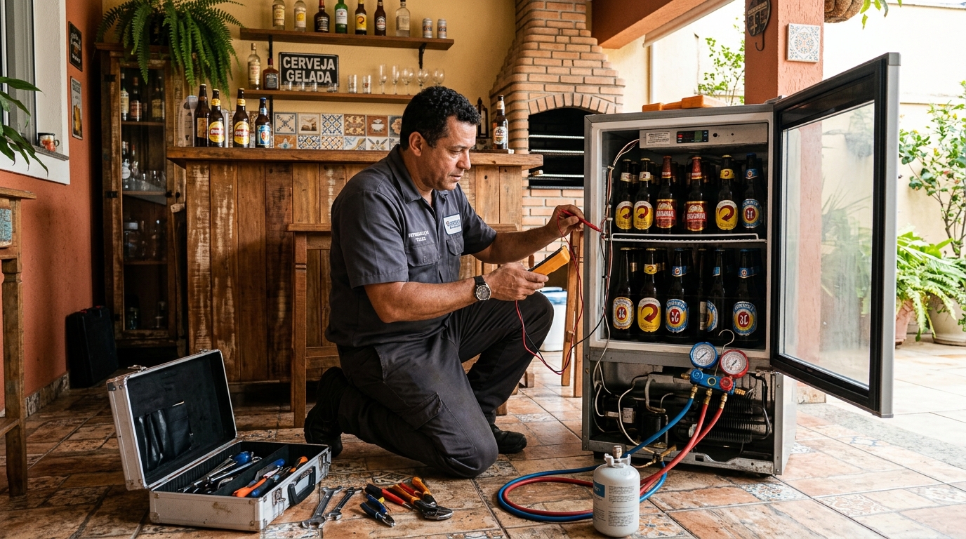 Aplicação de gás refrigerante em cervejeira atendida em Taubaté‑SP